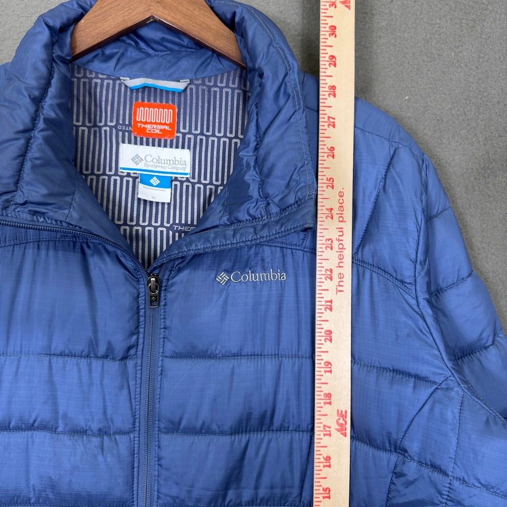 Columbia Puffer Jacket Women 1X Blue Thermal Coil Quilted Insulated Winter Snow - Picture 5 of 8